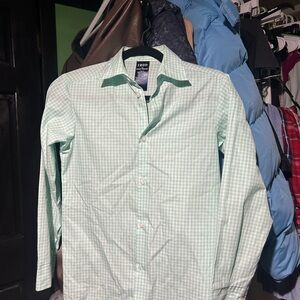 Izod Boy’s Light Green Plaid Button Down Shirt